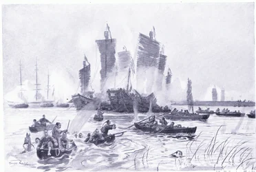 The battle between the pirates and the imperial navy